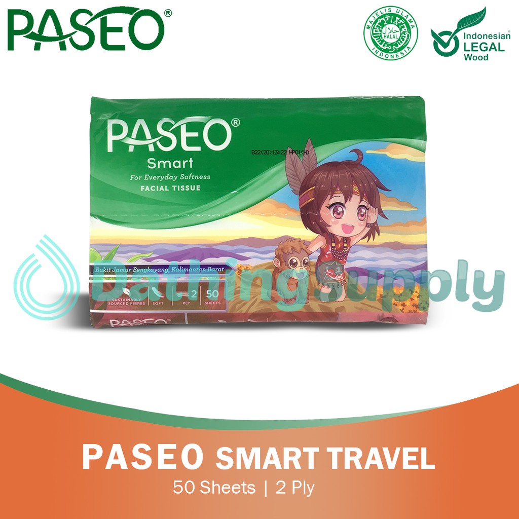 Tissue Paseo Smart Facial Travel Pack 50 Sheets