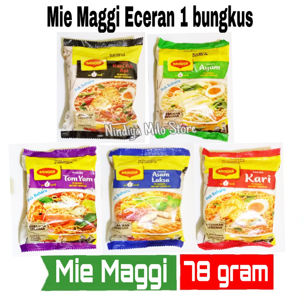 

Mie Maggi ayam,laksa,kari, tom yam 1 pcs