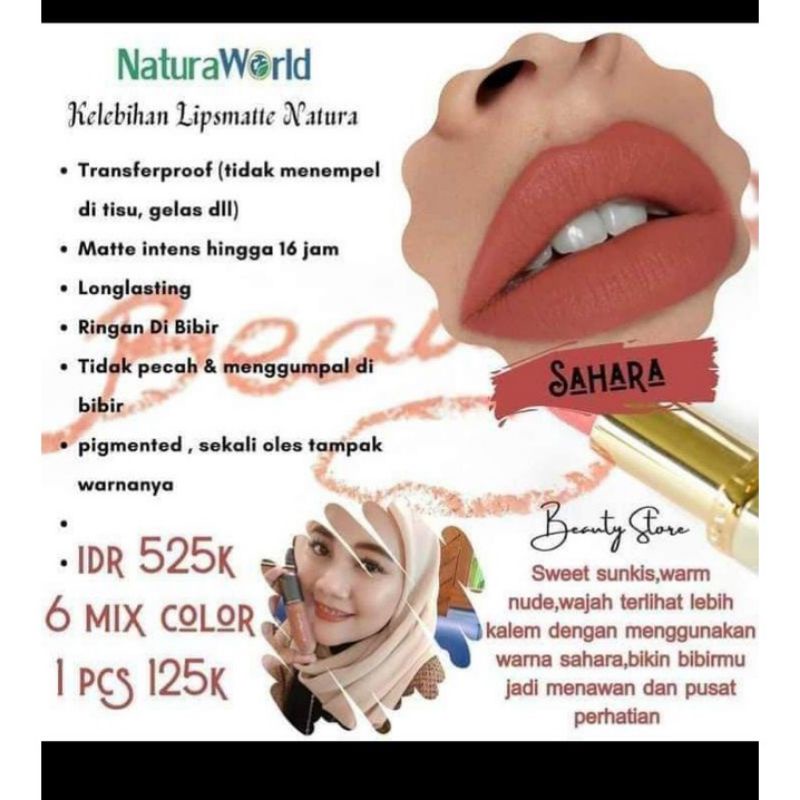 Lipmatte naturaworld (sahara)waterproff tahan lama sampai 16 jam