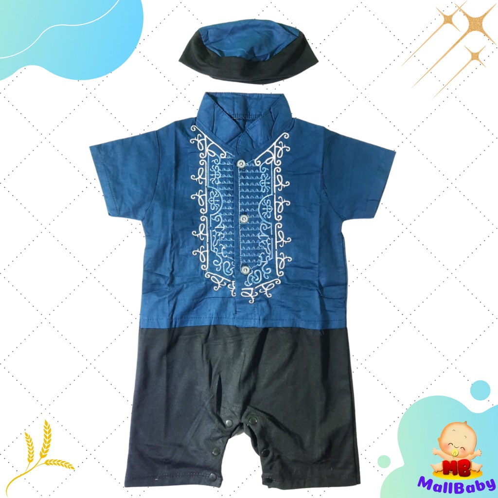 Baju Koko Bayi 6-12 Bulan Romper Jumper Koko Bayi 0-6 Bulan + Peci - Trend Vos