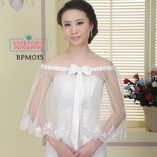 [PRODUK FAVORIT] BOLERO PENGANTIN LACE AKSESORIS WEDDING WANITA BROKAT PUTIH BPM015