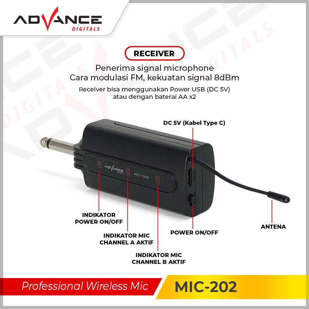 【READY STOCK】 Advance MIC-202 2 pcs Double UHP Microphone  Mic Karaoke Double suitable for outdoor or indoor events with large spaces