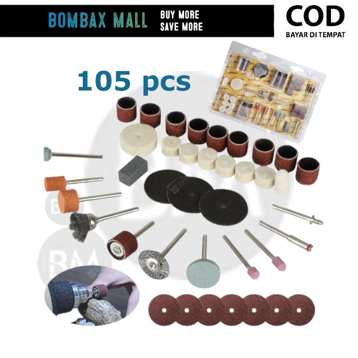 set 105pcs aksesoris mini grinder Kit set 105pc kelengkapan mata poles potong bor mesin mini gerinda