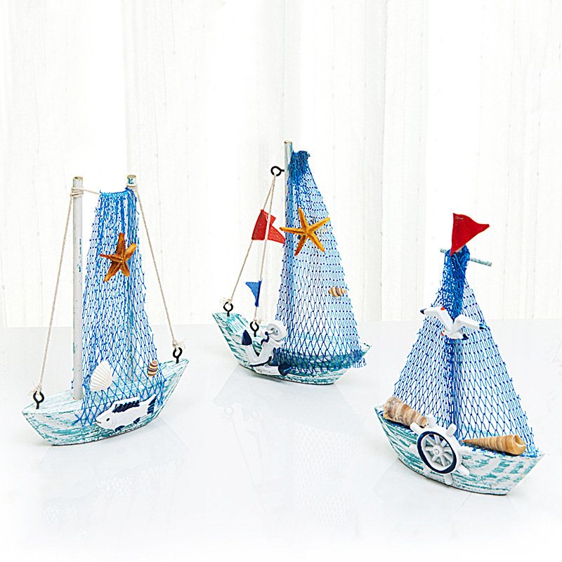 Ornamen Perahu Kamuflase 15Cm Model Perahu Layar Kecil Home Home Dekorasi Hias Aksesoris Gaya Mediterania Small Fishing Boat