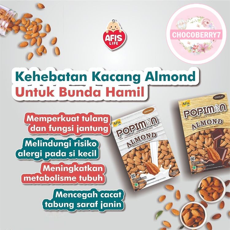 POPIMON Sari Bubuk Almond AFIS LIFE Susu AFIS Minuman Susu Almond AFIS POPIMON 200gr