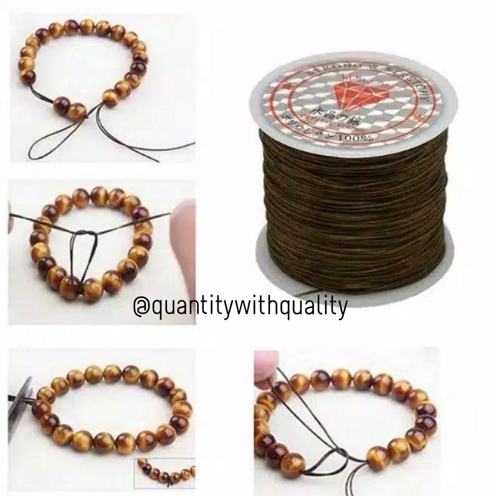 Tali Benang Karet Elastis 60 Meter Uk 0,4mm Super Kuat Bahan Craft Gelang Kalung Manik Manik DIY termurah