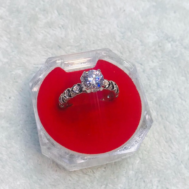 Cincin permata perak 925/perhiasan perak lapis emas putih asli/cp999