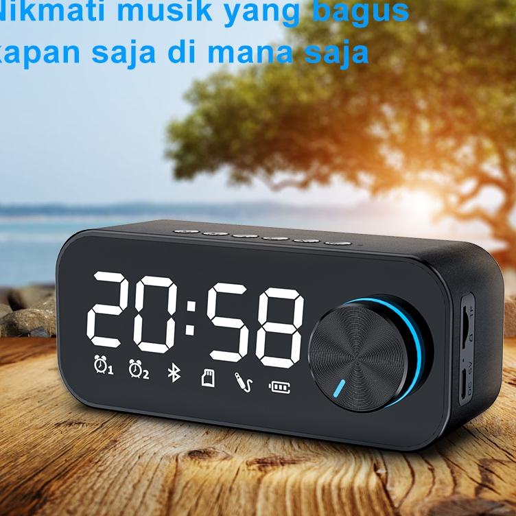 Muraaaahh.. ColorCoral Lampu Speaker Bluetooth Portable Bass Jam Alarm Clock LED Display Spiker Blue