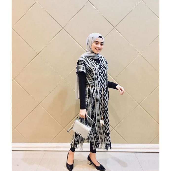 dress kondangan dress korea dress V dress aurora - baju tenun couple - set couple tenun - baju sarim