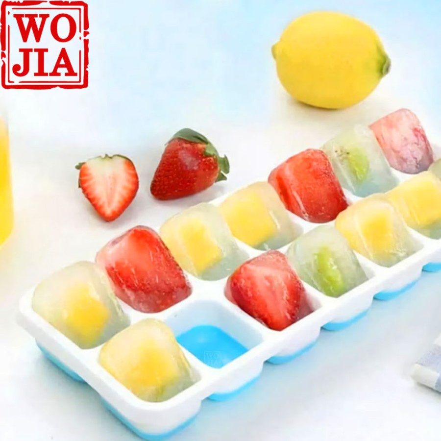 Cetakan Tempat Es Batu 14 Kotak Silikon Tutup Ice Cube Tray Silicone