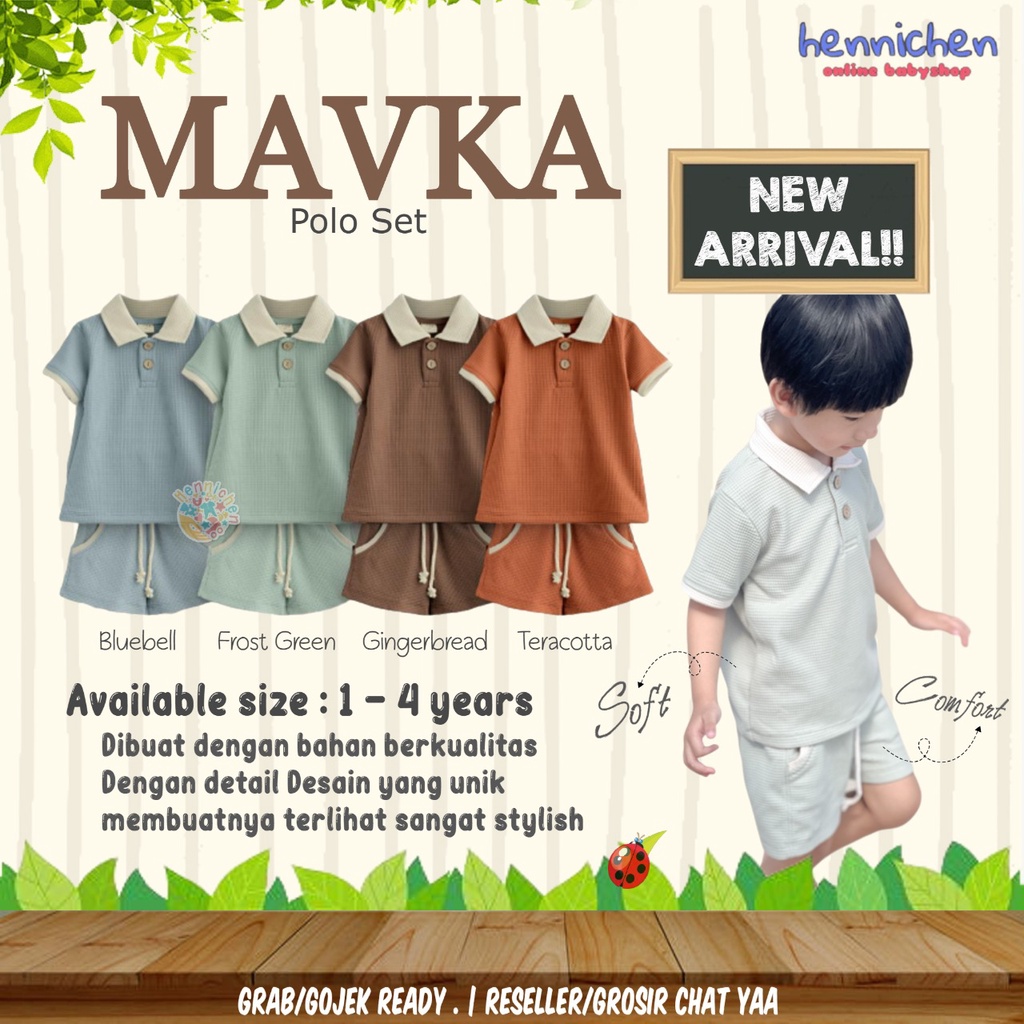 BELL AND BO MAVKA SETELAN BAJU ANAK BAJU PENDEK CELANA PENDEK SETELAN POLO ANAK 1 - 4 TAHUN