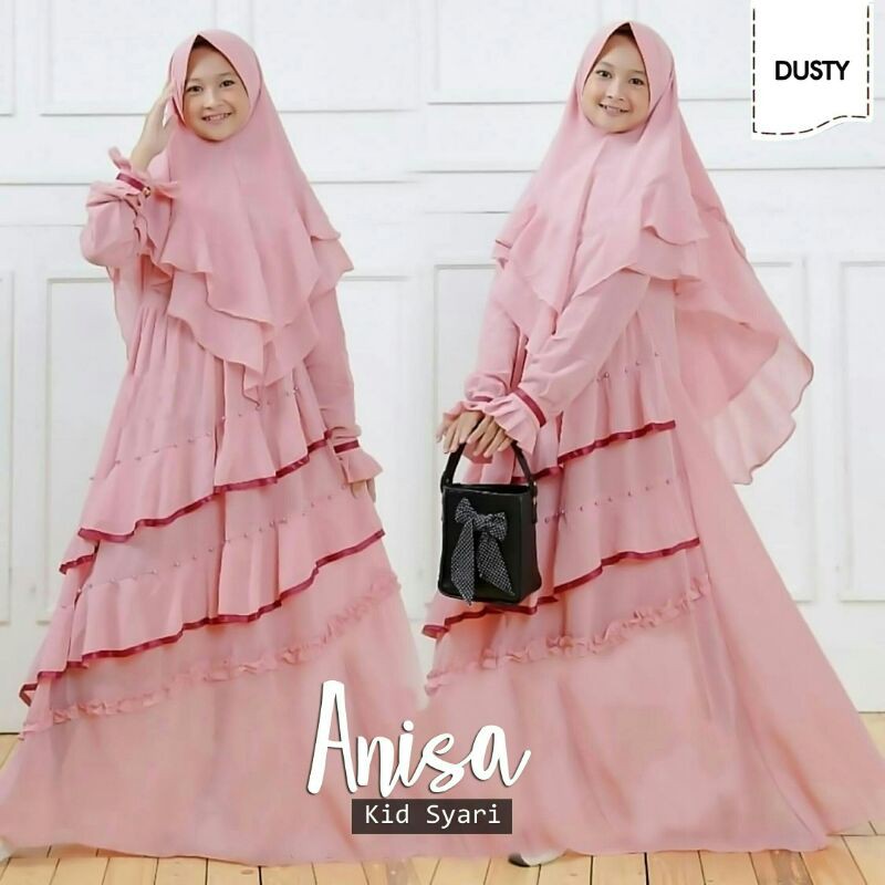 GAMIS ANAK TANGGUNG GAMIS Syari Kid Anisa Usia 11 - 13 TAHUN | SET SYARI LEBARAN | BAJU MUSLIM ANAK