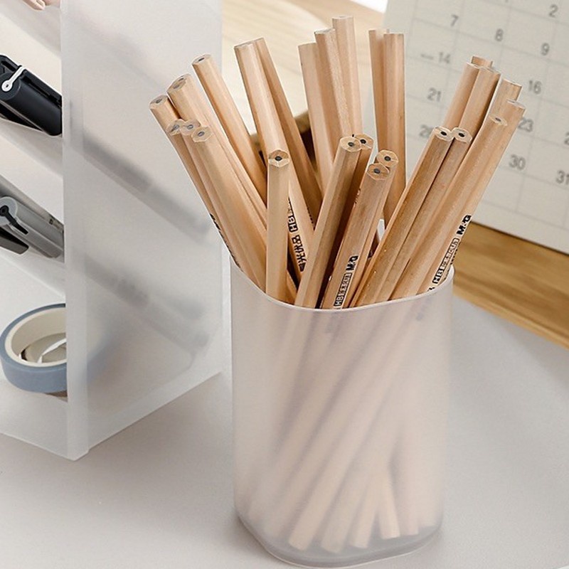 1 Pc High Quality Frosted Round Storage Pen Holder / Creative Transparent Simple Stationery Holder / Multifunctional Desktop Storage Plastic Pen Case For Storing Various Stationery Items Such As Pens, Rulers