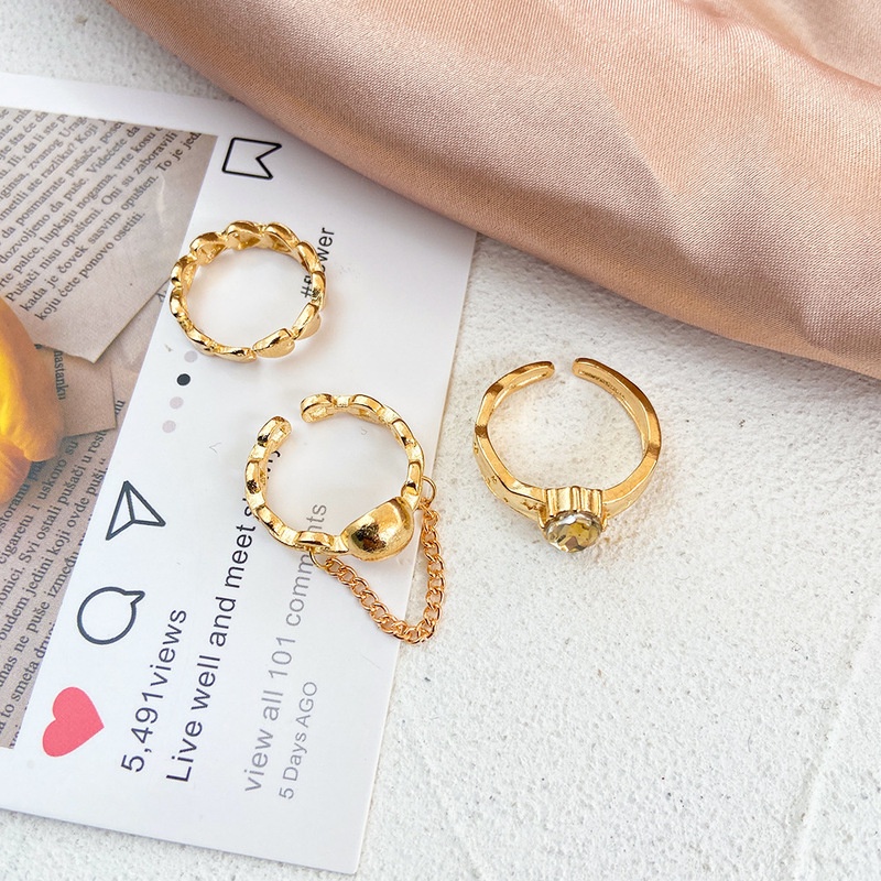 Cincin Model Terbuka Bentuk Hati Geometris Gaya Vintage Punk Hip Hop Adjustable Untuk Wanita