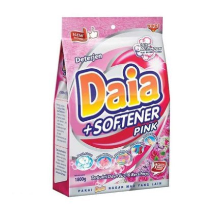 Daia Softener Powder Detergent PINK 850gr / Daia Bubuk Deterjen Pelembut 850gr - Hadiah Piring