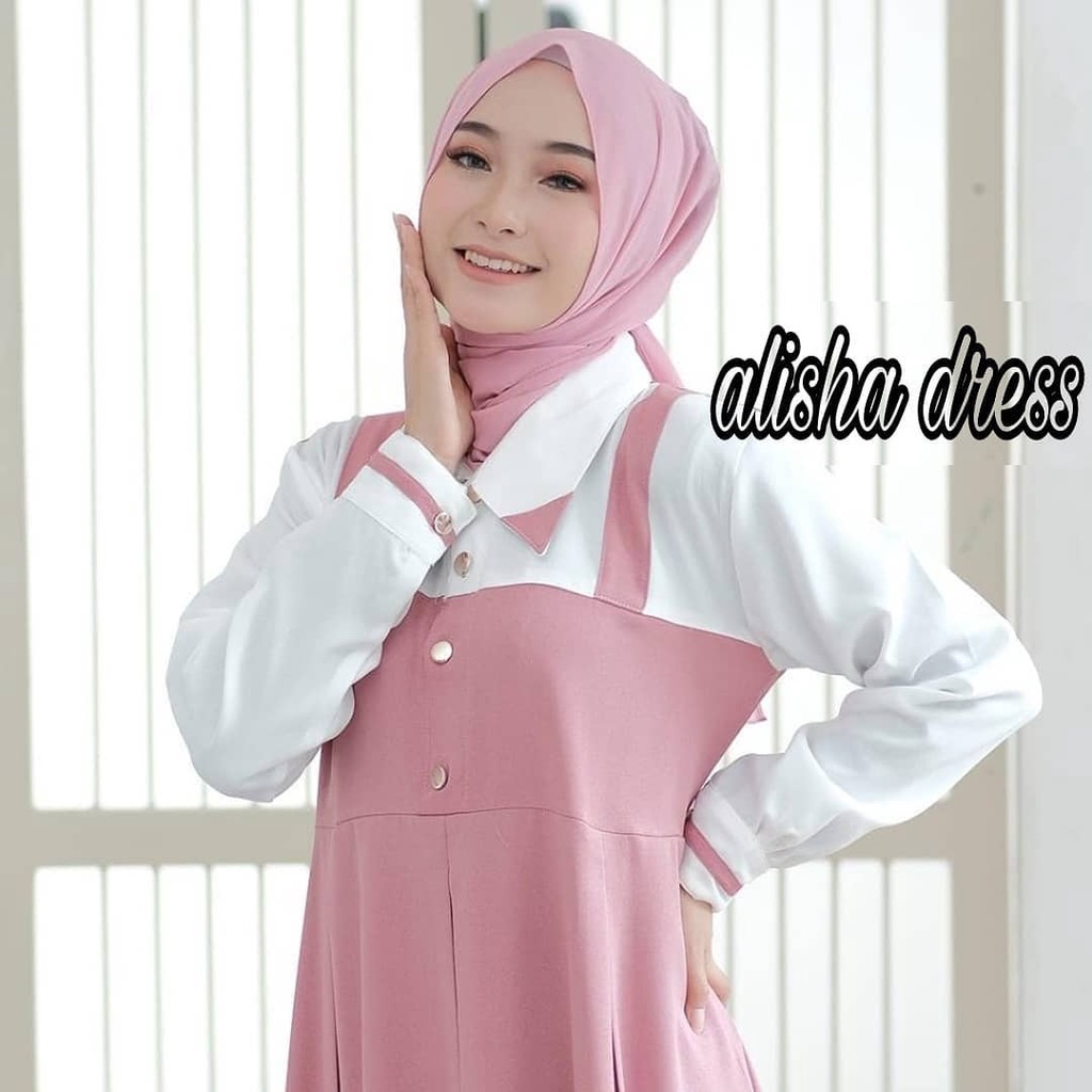 Alisha Dress | Gamis Remaja Simple Terbaru | Viola Maxi | Dress Wanita Busui Polos Bahan Ity Crepe Model Overall