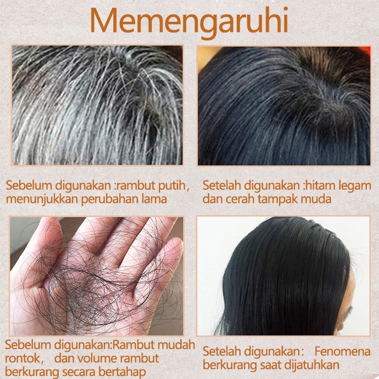 Pewarna rambut Warna rambut Sampo penghitam rambut uban 650ML hair treatment Tiga efek dalam satu Natural black Sampo uban All Natural And Organic Ingredients No Irritable Odor