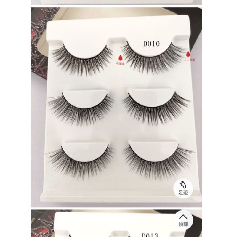 Medan Termurah Premium eyelashes natural Bulu mata palsu natural 3 pasang lem bulu mata