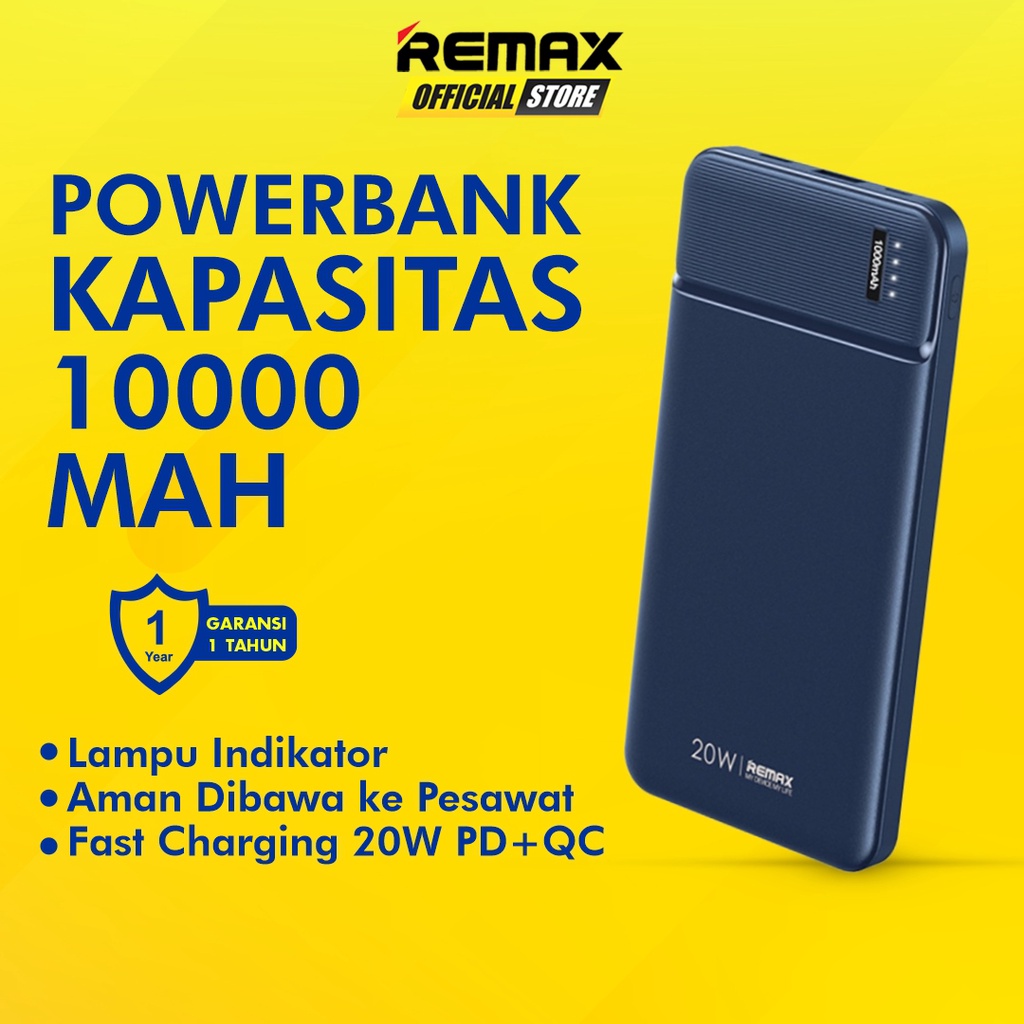 Remax Pure Power Bank 10000mAh Slim Fast Charging 20W Dual Port RPP-287