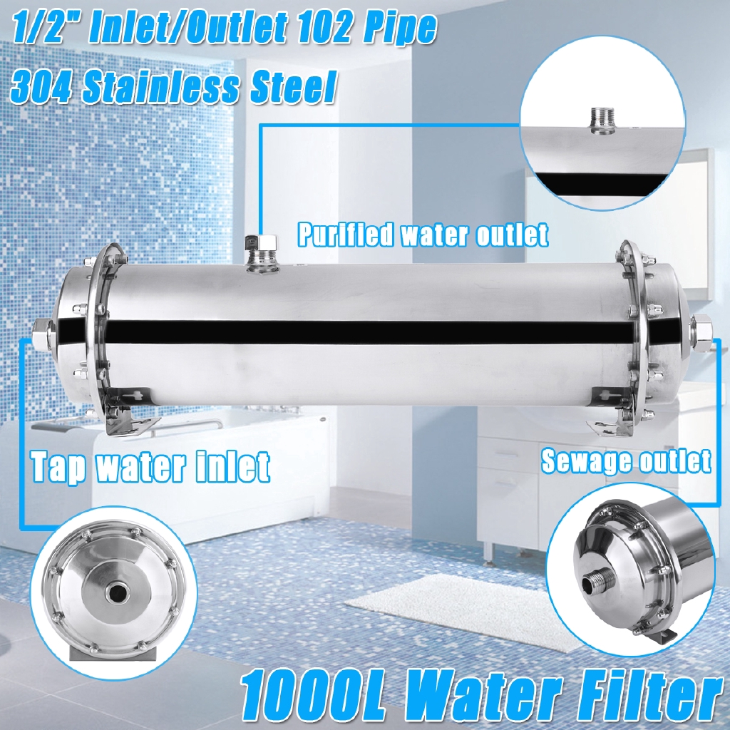 1/2 inlet / Outlet 102 Pipa 304 Stainless Steel Filter Air Pemurni Ultrafiltrasi, 1000l, Komersial Rumah Dapur Minum Lurus ...