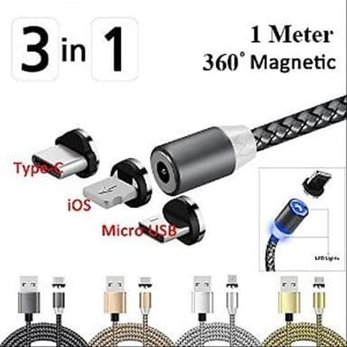 Kabel Data Magnetic Magnet Iphone Micro type- c / Magnetic Cable Lightning 3in1 [IMPORT]