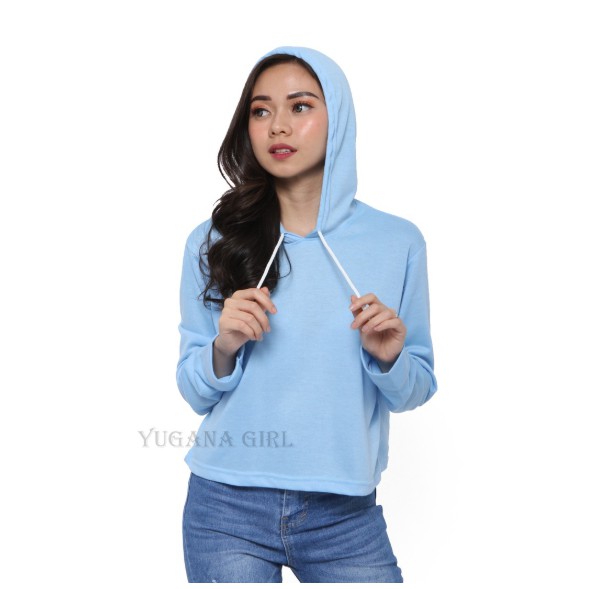 Sweater Crop Hoodie Basic Polos
