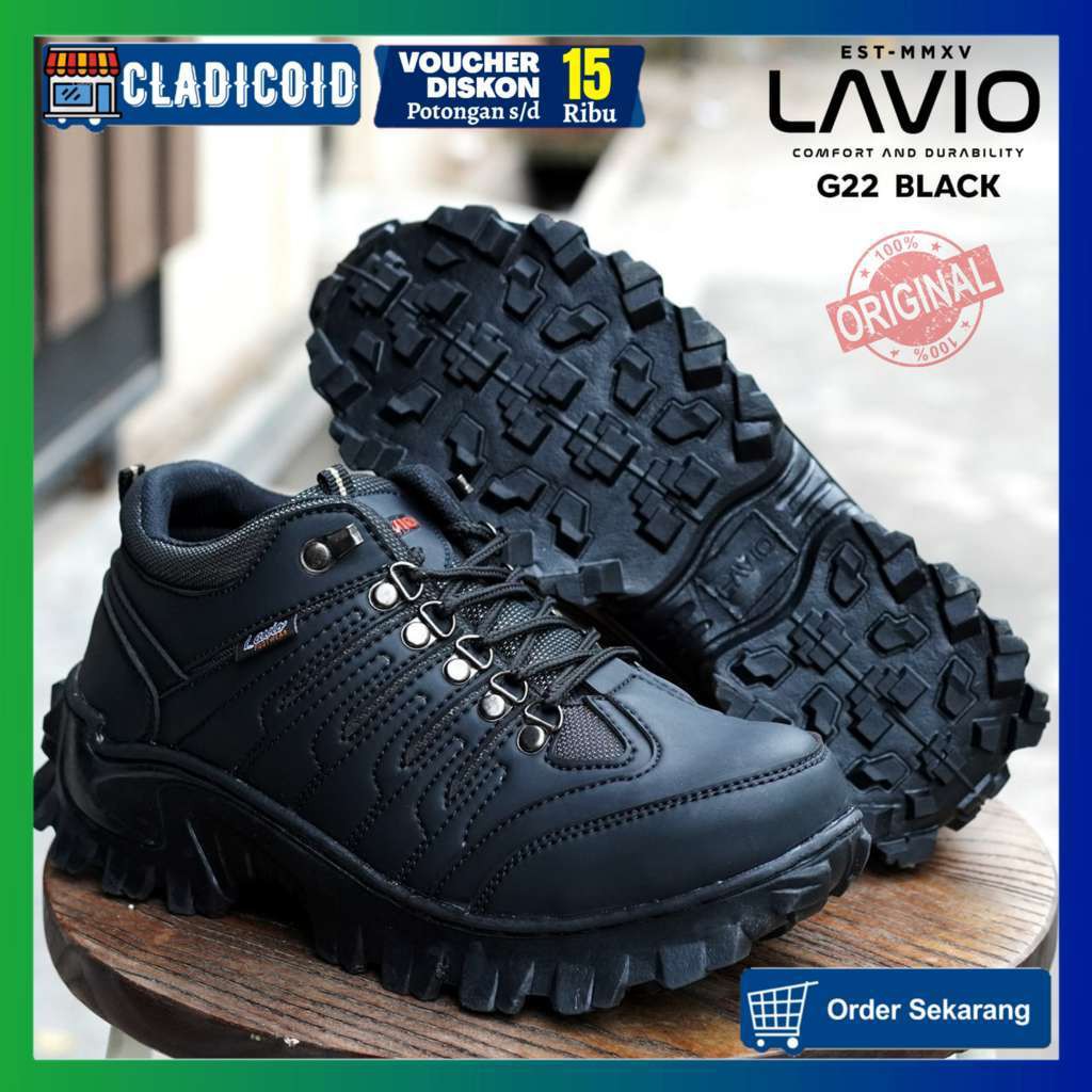 SEPATU SAFETY PRIA UJUNG BESI OUTDOOR HIKING GUNUNG KERJA LAPANGAN PROYEK SPATU SEFTY SHOES HAIKING ADVANTURE ORIGINAL LAVIO G22