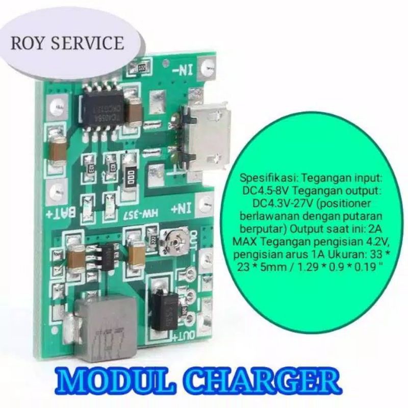 Modul Charger Baterai Li-ion 3.7V 9V 5V Adjustable 18650