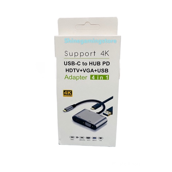 CONVERTER TYPE C TO 4IN1 HDTV 4K VGA USB 3.0 PD ADAPTER 4IN1