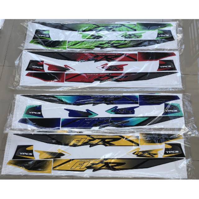 Striping stiker sticker Lis fiz r fizr f1zr f1z r variasi grafis hitam kuning, merah, biru,  hijau