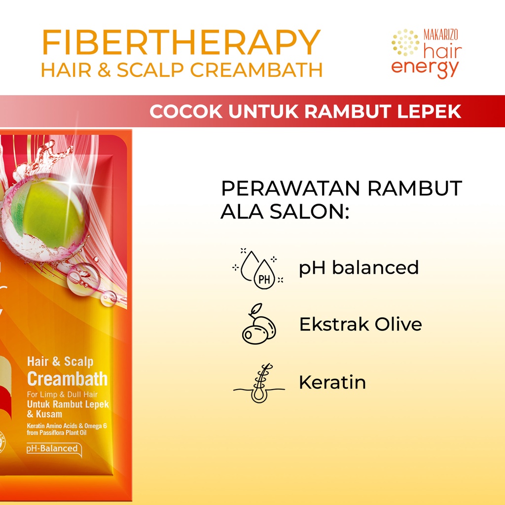 Makarizo Hair Energy Fibertherapy Hair & Scalp Creambath Olive 60 mL / Perawatan Rambut / Hijab-4