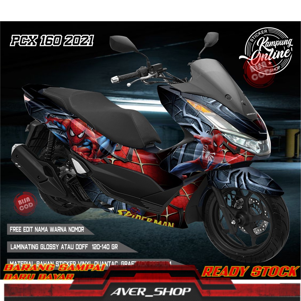 DECAL STIKER STRIPING FULLBODY STICKER VARIASI PCX 160 DESAIN MOTIF SPIDERMAN