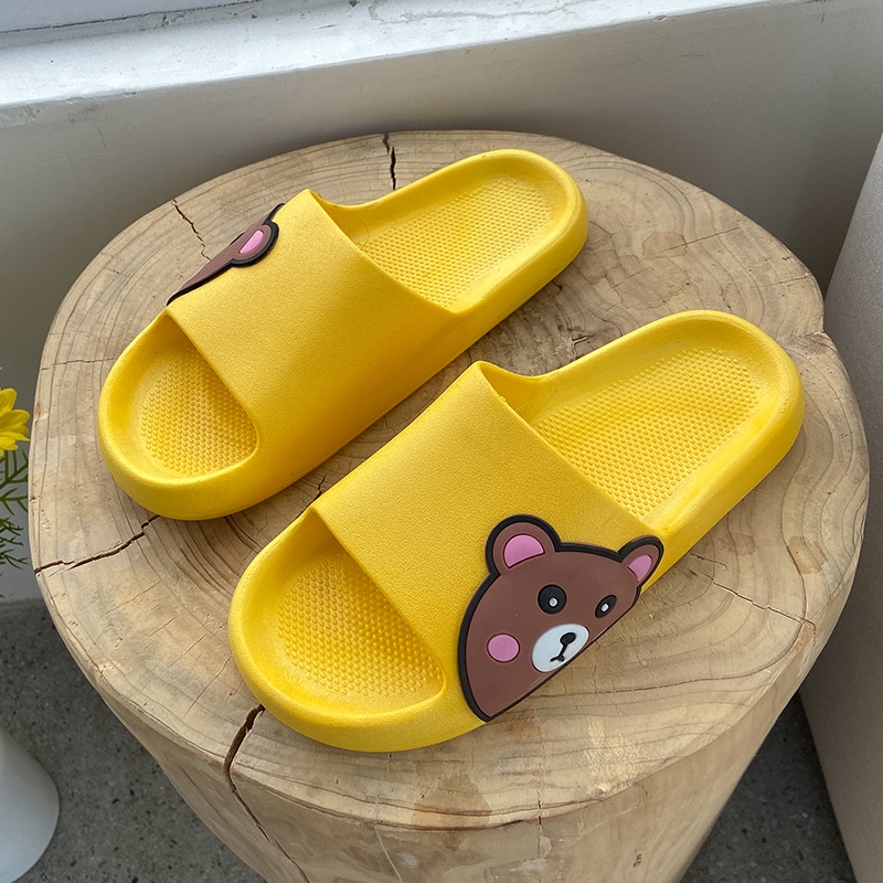 [MONA] Sandal Wanita Slip On Karet Cute Bear Hangout Outdoor Rumahan Lucu Anti Licin Import - 266