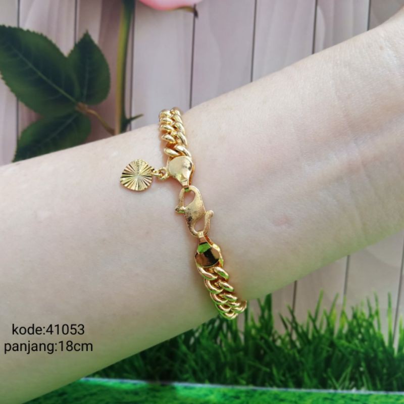 GROSIR GELANG TANGAN KOREA LAPIS EMAS 24K panjang 18 cm// 41053