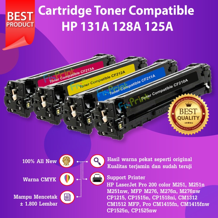 Cartridge Toner Compatible HP 131A CF210A 128A CE320A 125A CB540A Black Cyan Magenta Yellow CRG-416