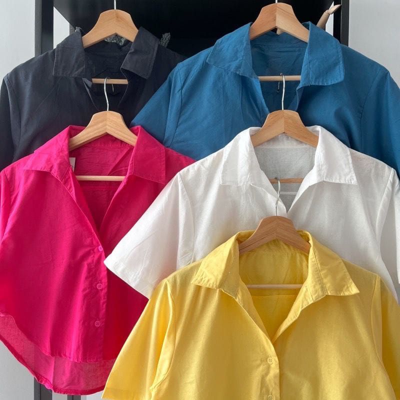 Crop kemeja | Atasan Kemeja | Atasan blouse