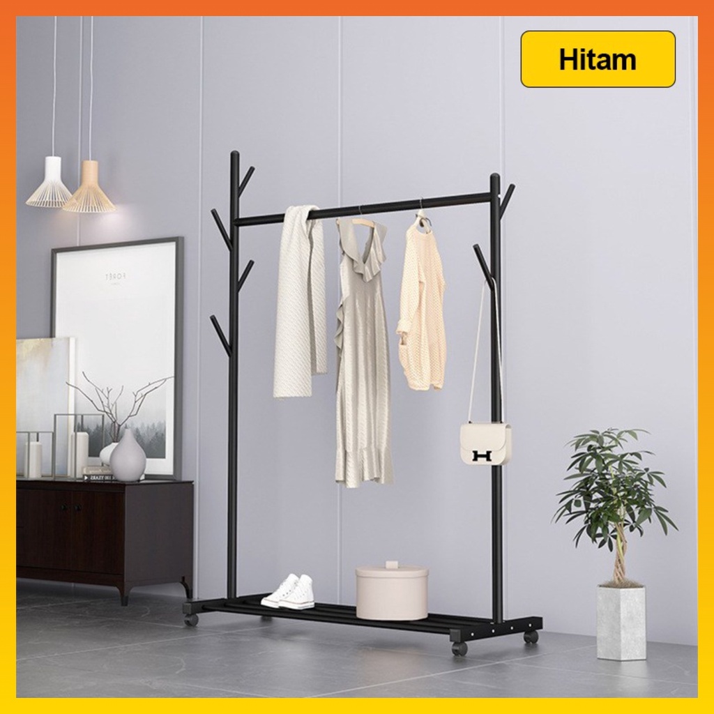 Rak Stand Hanger Double dan Stand Hanger Single Gantungan Baju Berdiri Kuat 40kg WHFURNITURE