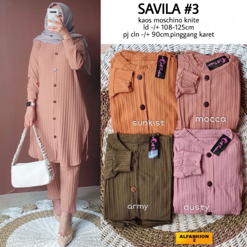 Savila Set 3 - Setelan Kaos Rajut Moschino Knit LD 104+ / SetCel One Set Celana / 331-6874