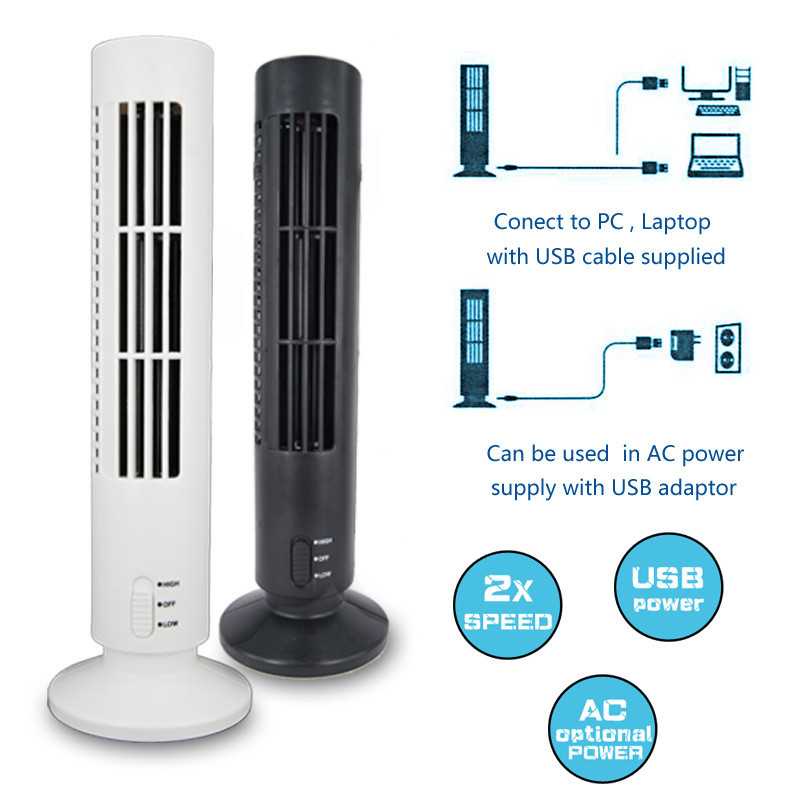 (COD) Kipas Angin USB Tower Leafless Ultra Quite / Kipas Angin Minimalis / Kipas Angin Menara / Terb