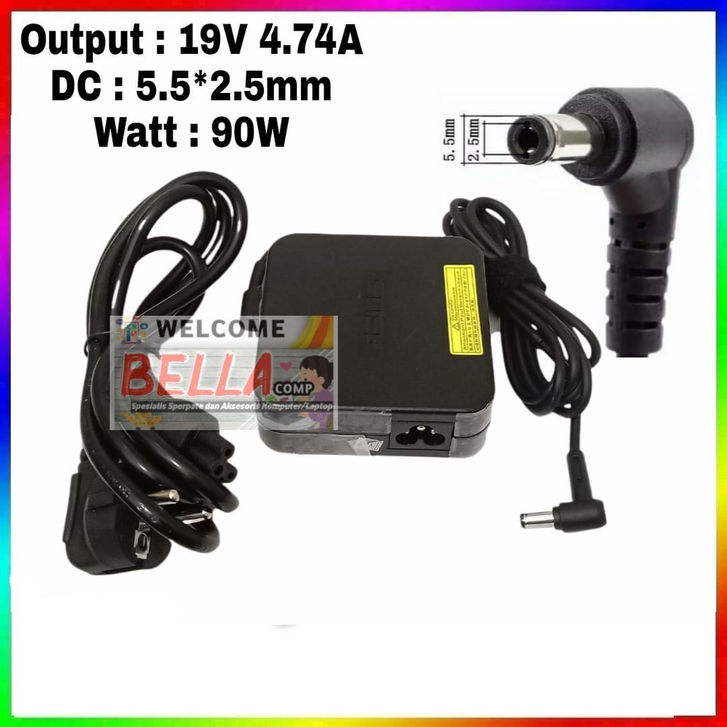 Adaptor / Charger Casan Laptop ASUS 19V 4.74A 90W 5.5*2.5MM Plus Kabel power K43E K43S K43T K45A K45