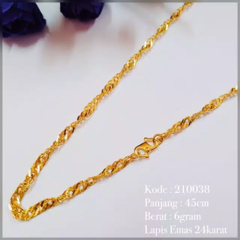 Kalung Rantai Lilit Perhiasan Lapis Emas Lucky Fashion Jewelry