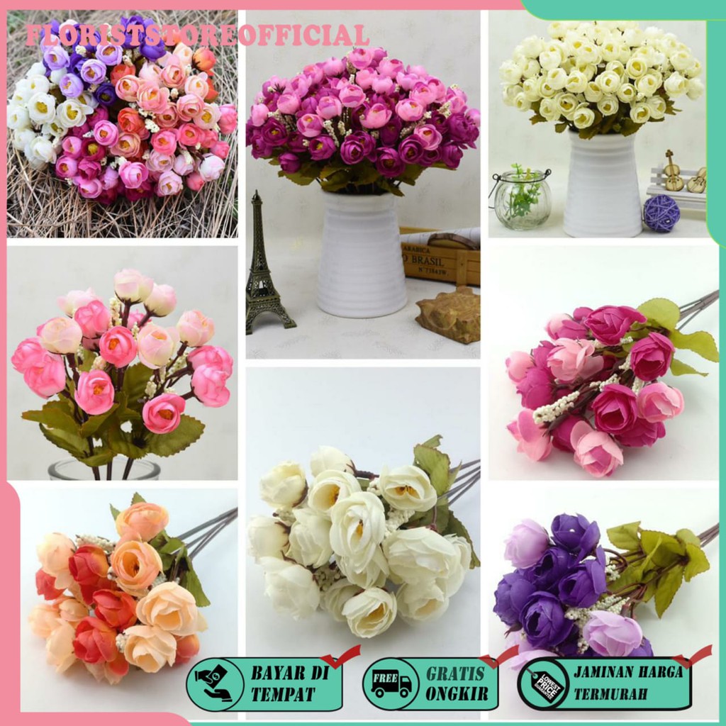 COD BUNGA MAWAR  BUNGA TANGKAI PLASTIK BUNGA ARTIFISIAL BUNGA PAJANGAN BUNGA HIASAN BT9024