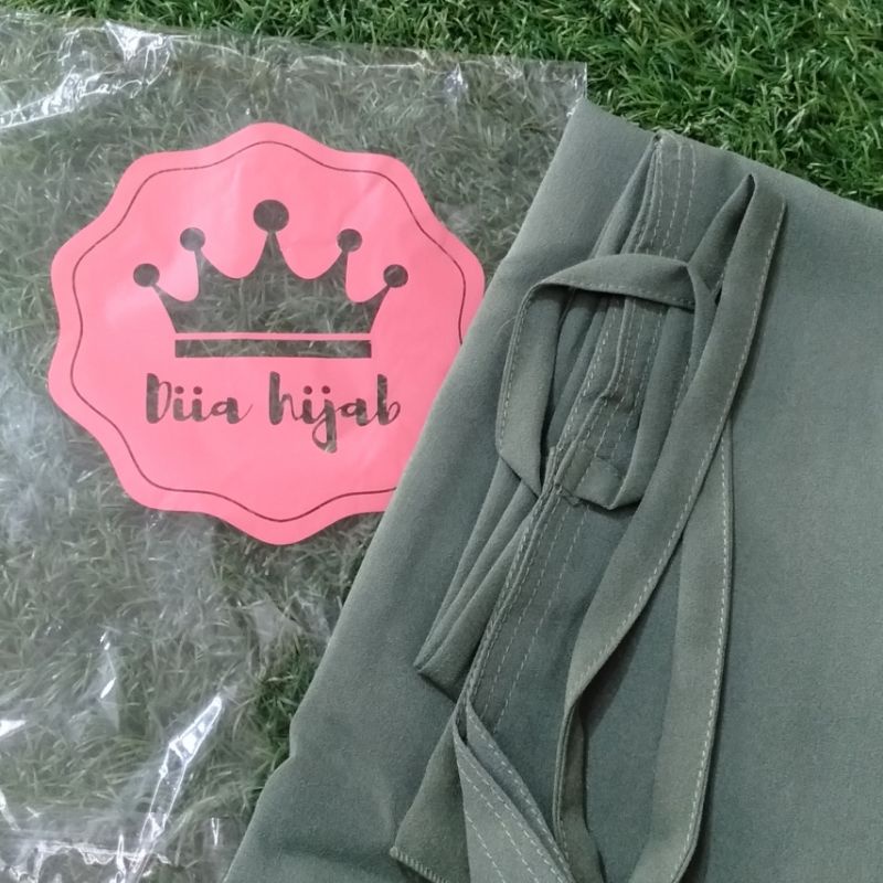Jilbab Instan Hijab Bergo L Maryam Diamond Cantik Tali Belakang-Hijau Army