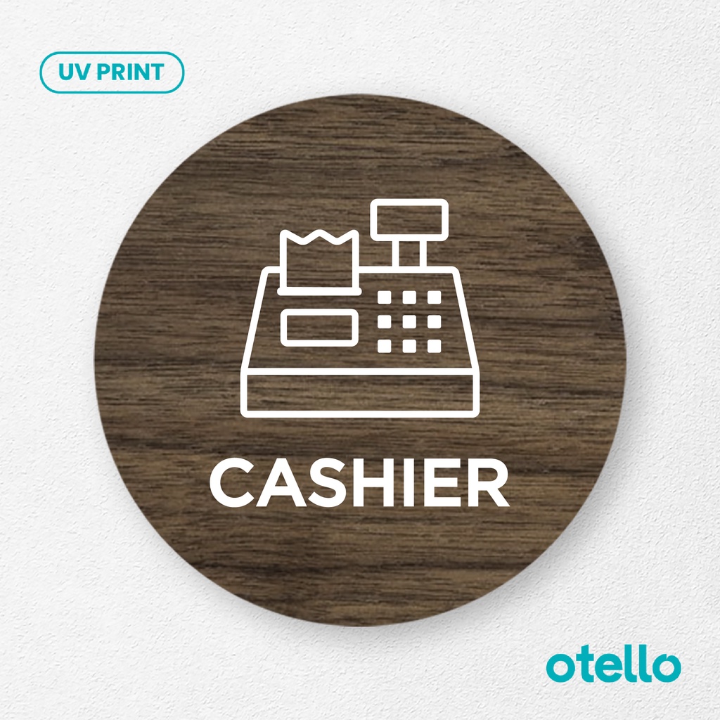 Signage Cashier Sign Board Kayu Print Wooden Label Kasir Cafe Restoran Petunjuk Tag Plat Nama Tulisan