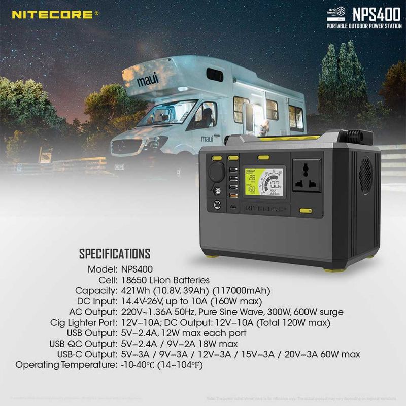 NITECORE Portable Outdoor Power Station 421Wh 117000mAh - NPS400