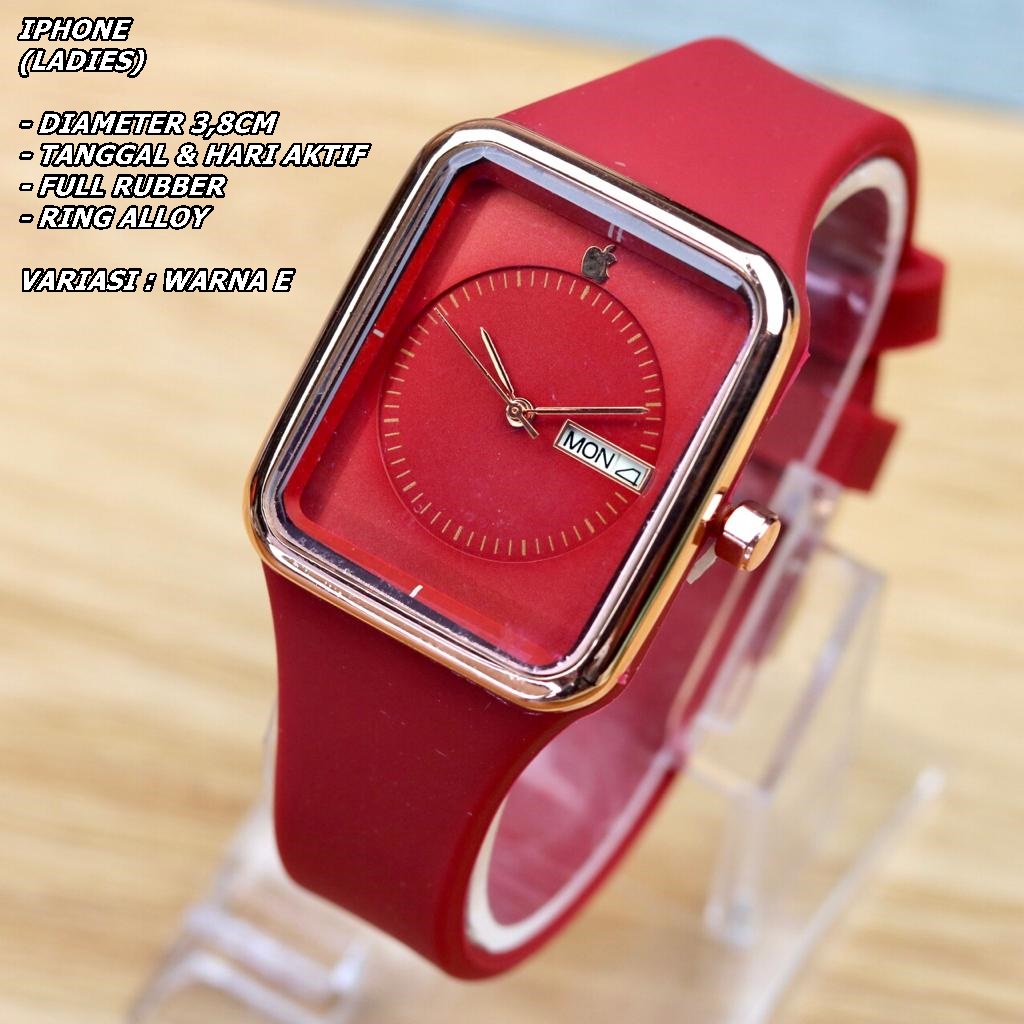 JAM TANGAN WANITA FASHION RUBBER/KARET SEGI TANGGAL AKTIF