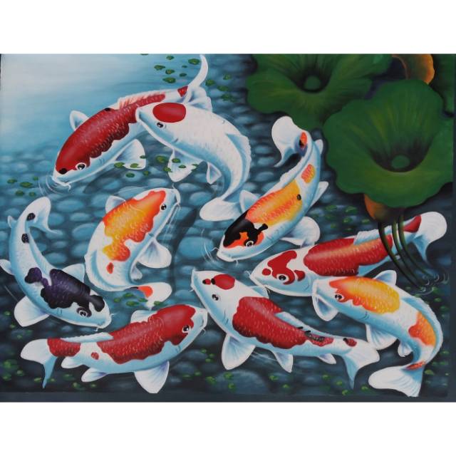 Lukisan ikan koi | Lukisan feng shui | Lukisan indah | Lukisan bagus | Lukisan bali