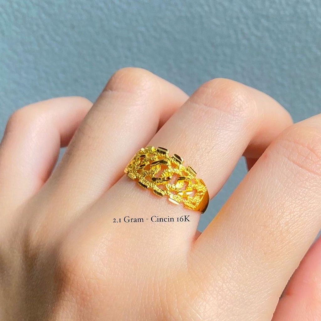 Cincin anak dan dewasa emas asli kadar 70% 22 16k model rantai rante kerawang lebar 2 gram gr g nomor no 11 12 13 14 15 16 17