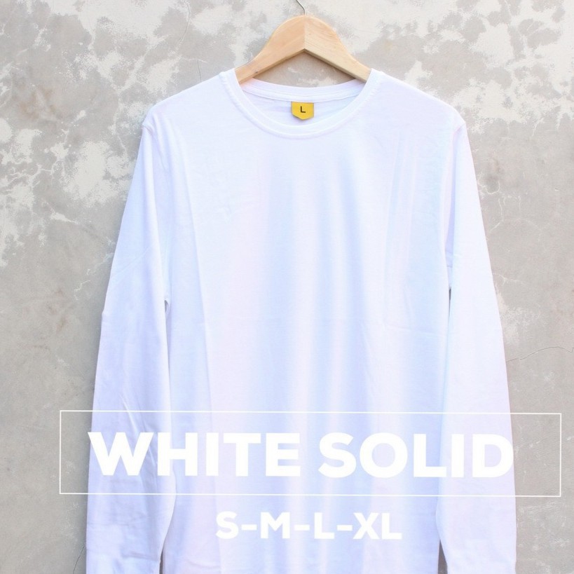 Baju Kaos Polos DEWASA PUTIH Tangan LENGAN PANJANG Pria Wanita Cowok Cewek Size S M L XXL
