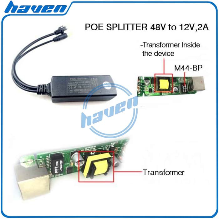 POE SPLITTER 48V to 12V,2A FOR IP CAMERA / POE SWITCH CCTV